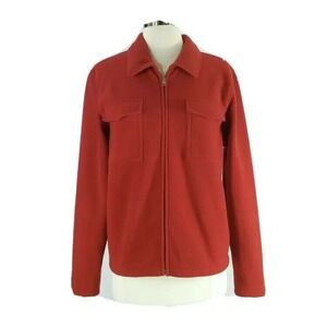 Gap Jacket MED Red Full Zip Long Sl Lightweight Texture 2 Pocket Casual Washable